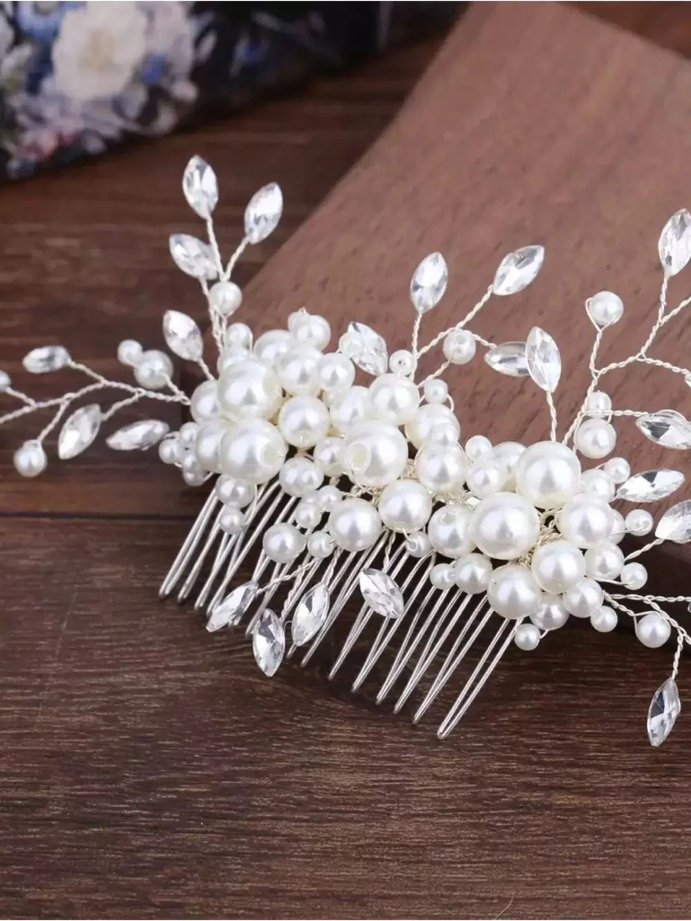 Pearl & Crystal Bridal Hair Comb - White